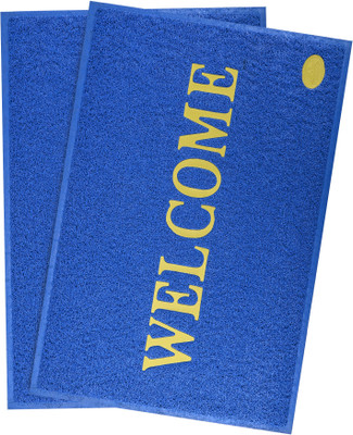 KUBER INDUSTRIES Rubber Door Mat(Blue, Large, Pack of 2)