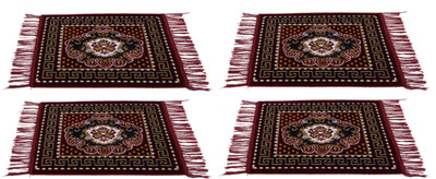 KUBER INDUSTRIES Velvet Prayer Mat(Maroon, Free, Pack of 4)