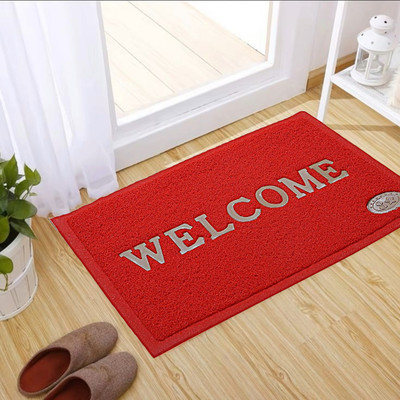 floaz PVC (Polyvinyl Chloride) Door Mat(Red, Small)