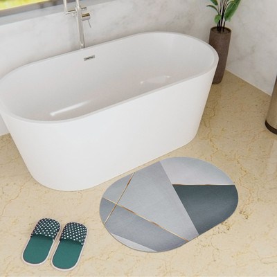 KUBER INDUSTRIES Polyester Bathroom Mat(Gray, Medium)