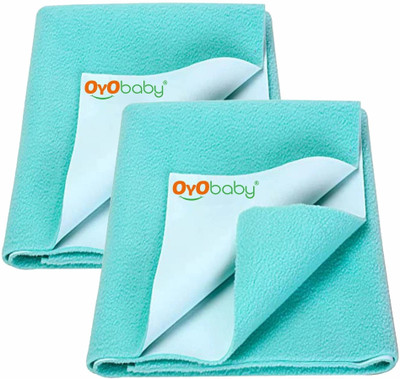 Oyo Baby Cotton Baby Bed Protecting Mat(Sea Green, Pack of 2, Medium)
