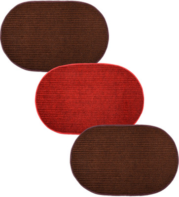 KUBER INDUSTRIES Wool Door Mat(Multicolor, Medium, Pack of 3)