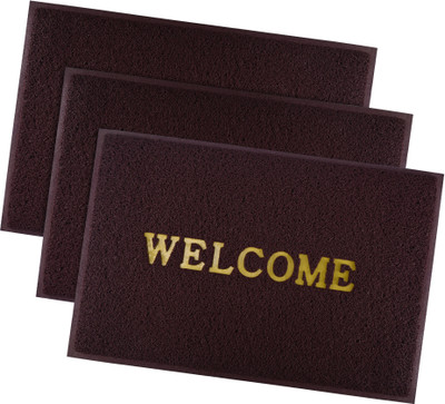 KUBER INDUSTRIES Rubber Door Mat(Maroon, Large, Pack of 3)