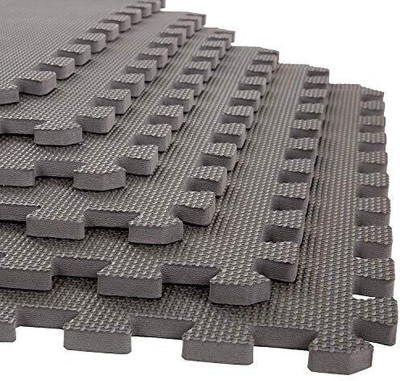 Easyhome Gym Mats for Floor for Home and Living Room, Interlocking Rubber Floor Gym Mats Grey 11 mm Exercise & Gym Mat
