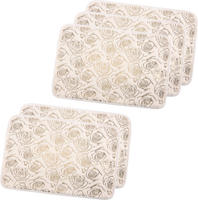 KUBER INDUSTRIES Polyester Door Mat(Gold & White, Free, Pack of 5)