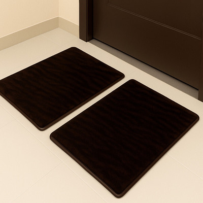 Snug Step Cotton Floor Mat(Black, Large, Pack of 2)