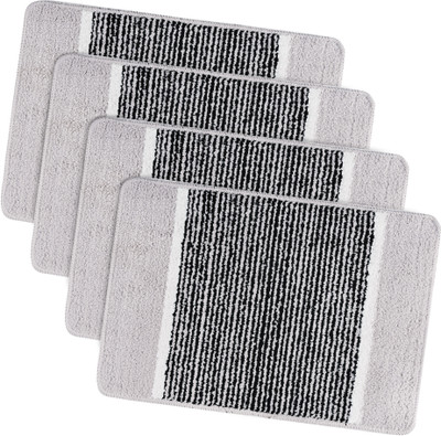 KUBER INDUSTRIES Microfiber Door Mat(Grey, Medium, Pack of 4)