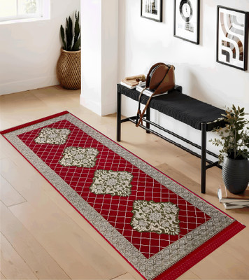 Raas Maroon Chenille Runner(2 ft,  X 6 ft, Rectangle)