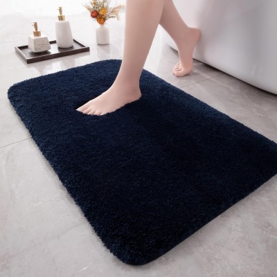 Miranshi Enterprise Microfiber Bathroom Mat(Navy Blue, Medium)