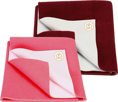D BABY HOME Cotton Baby Bed Protecting Mat(Salmon Rose, Maroon, Pack of 2, Small)