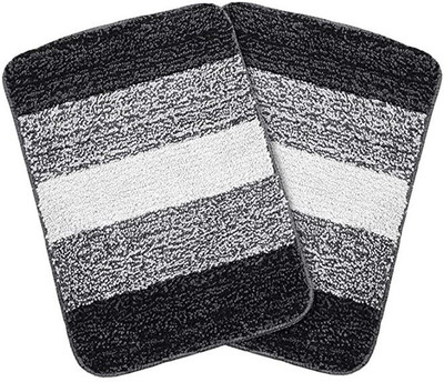 MAA HOME CONCEPT Microfiber Bathroom Mat(Black, Medium, Pack of 2)