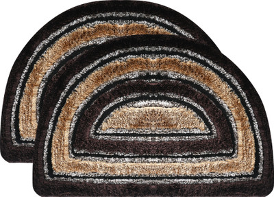 KUBER INDUSTRIES Microfiber Floor Mat(Brown, Gold, Pack of 2, Medium)