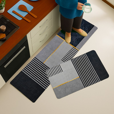 KAKUSHIN Rubber Door Mat(GRAY+BLACK, Pack of 2, Large)