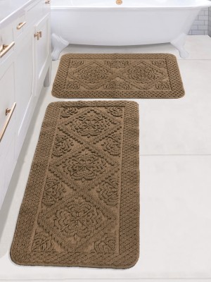 Saral Home Cotton Bathroom Mat(Brown, Large, Pack of 2)