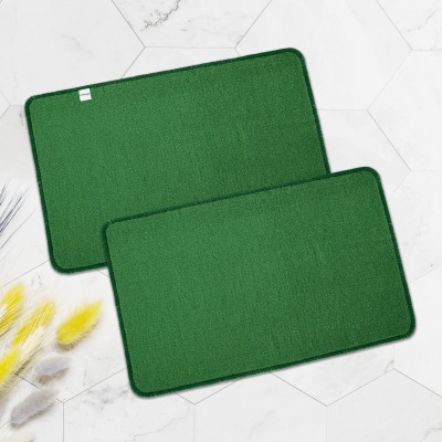 HOMESTIC Microfiber Door Mat(Green, Free, Pack of 2)