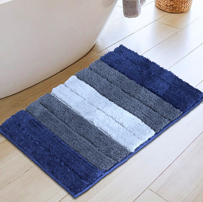 Weave Arts Microfiber Bathroom Mat(Blue, Medium)