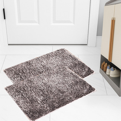 ADIRNY Microfiber Door Mat(Grey, Pack of 2, Medium)