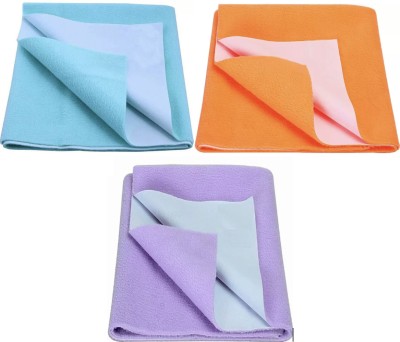 smilykid Fleece, Rubber Baby Bed Protecting Mat(Firozi, Peach, Light Purple, Small, Pack of 3)