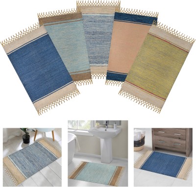 house of handmade Cotton Door Mat(Multicolor, Medium, Pack of 5)