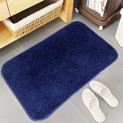 MAA HOME CONCEPT Microfiber, PP (Polypropylene) Floor Mat(Navy Blue, Large)