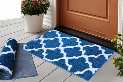 HYTYPE Microfiber Door Mat(LightBlueWhite, Large)