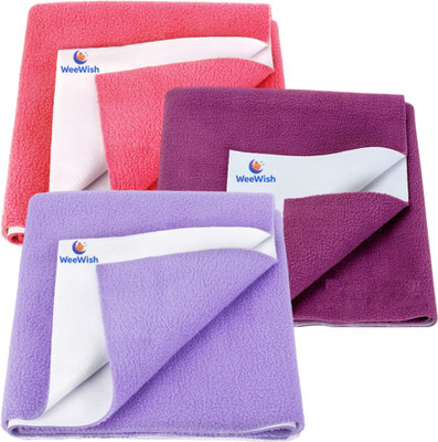 WeeWish Waterproof, Cotton, Fleece Dry Sheet, Reusable & Washable, (LARGE) - PACK OF 3(Plum, Rose Pink, Lavender)