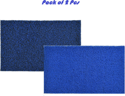 ZUCLLIN Rubber Door & Floor Mat(Blue Black, Blue Plain, Pack of 2, Medium)