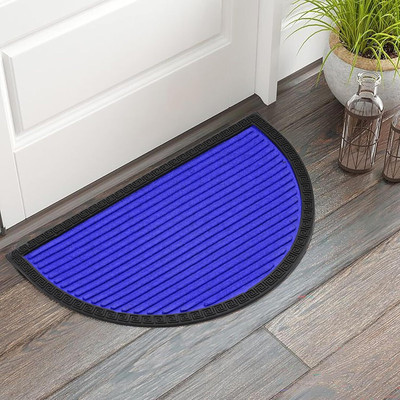 Shoppingzone PP (Polypropylene), Rubber Door Mat(D-Shape-Blue, Extra Large)