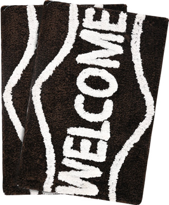 KUBER INDUSTRIES Microfiber Door Mat(Brown, Medium, Pack of 2)