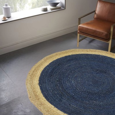 UrbanArts Beige Jute Area Rug(3 ft,  X 3 ft, Circle)