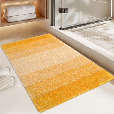 Jeeva Enterprises Microfiber Bathroom Mat(Yellow, White, Medium)
