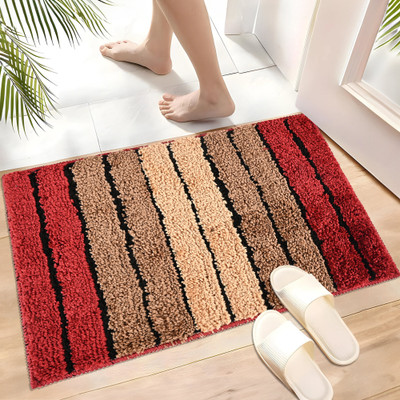 KUBER INDUSTRIES Microfiber Door Mat(Yellow, Maroon, Large)