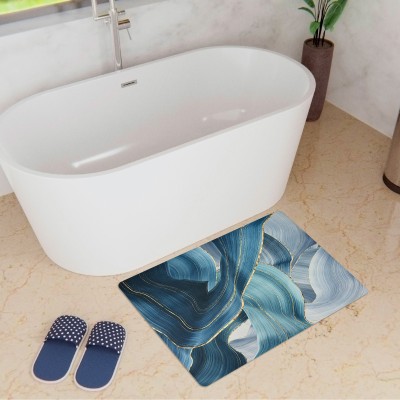 KUBER INDUSTRIES Polyester, Rubber Bathroom Mat(Blue, Medium)