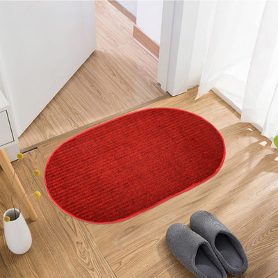 KUBER INDUSTRIES Wool Door Mat(Red, Medium)