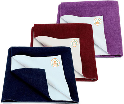 D BABY HOME Cotton Baby Bed Protecting Mat(Dark Blue + Maroon + Plum, Pack of 3, Large)