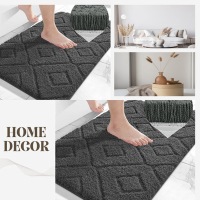 MAA HOME CONCEPT Microfiber Door Mat(Grey, Large)