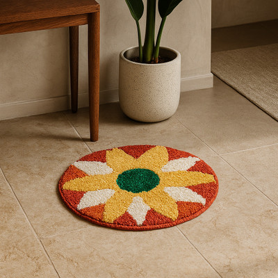 ELEGANT WEAVERS Microfiber Door & Floor Mat(Orange, Medium)