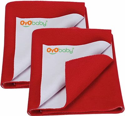 Oyo Baby Cotton Baby Bed Protecting Mat(Red, Pack of 2, Medium)