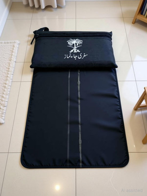 Themujtaba Nylon Prayer Mat(Black, Large)