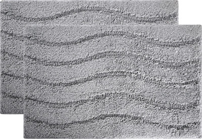 KUBER INDUSTRIES Rayon Floor Mat(Grey, Pack of 2, Medium)