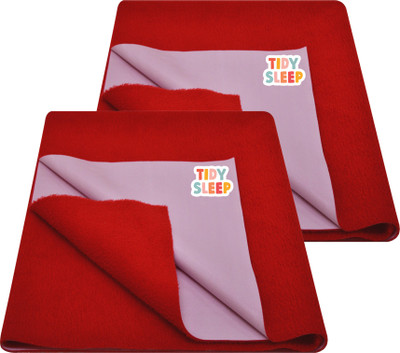 TIDY SLEEP Cotton, Fleece Baby Bed Protecting Mat(Red, Small, Pack of 2)