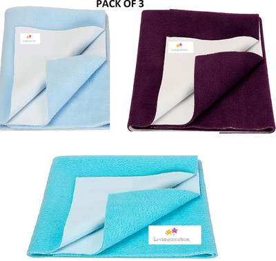 SBTs Polycotton Baby Bed Protecting Mat(BLUE PLUM SEA BLUE, Pack of 3, Large)