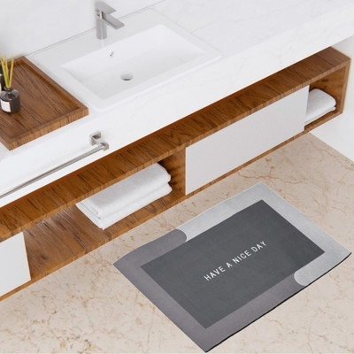 KUBER INDUSTRIES Polyester Bathroom Mat(Gray, Medium)