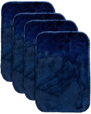 Crown Home Microfiber Door Mat(Dark Blue, Medium, Pack of 4)