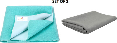 Livingcreation Polycotton Baby Bed Protecting Mat(GREY SEA GREEN, Medium, Pack of 2)