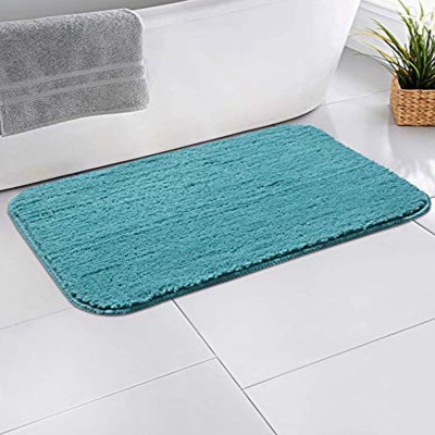 MAA HOME CONCEPT Microfiber, PP (Polypropylene) Bathroom Mat(Aqua, Large)