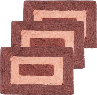 Black Gold Cotton Door Mat(Brown, Medium, Pack of 3)