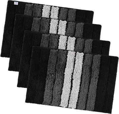 Heart Home Microfiber Door Mat(Grey, Black, Large, Pack of 4)