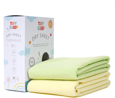 TIDY SLEEP Fleece Baby Bed Protecting Mat(Green-Yellow, Medium, Pack of 2)