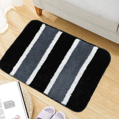 The Home Talk Microfiber Bathroom Mat(Black & Grey, Medium, Pack of 2)